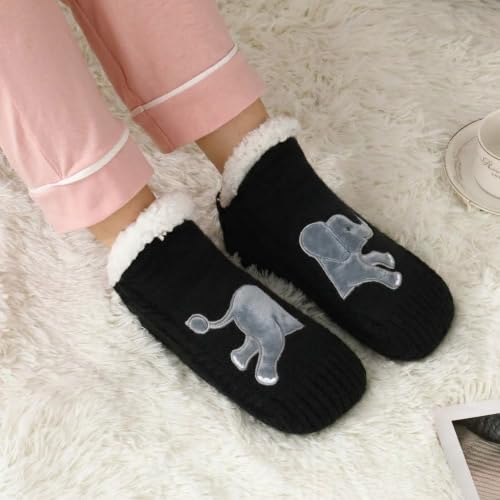 Image of ZYZX Cute Animal Slipper Socks for Women with Grips,Fuzzy Socks Indoor