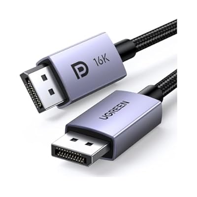 UGREEN DisplayPort Cable 2.1 [VESA Certified] DP2.1 40Gbps Support 16K@30Hz 8K@240Hz 4K@240Hz HDR, HDCP, DSC 1.2a, Braided Display Port Cable Cord Compatible FreeSync G-Sync Video Card Monitor, 3.3FT