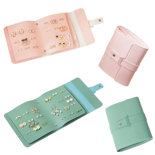 GUTERTOP 2 unidades de almacenamiento de pendientes, práctico organizador de pendientes, caja portátil de PU para niñas y mujeres