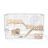 BUCATSTATE Hamster Cage Includes Free Water Bottle, Exercise Wheel, Food Dish & Hamster Hideout Large Rat Cage and Habitats for Gerbil, Mice, Syrian Dwarf Hamster, Bird (24.4' L * 13.8' W * 16.9' H)
