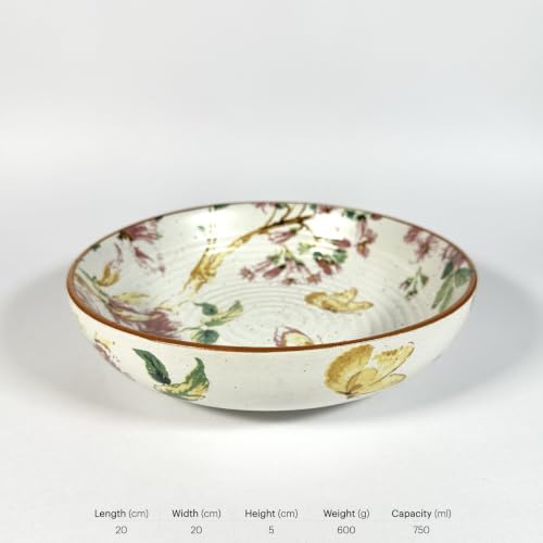 Image of SNS Pushpanjali Ceramic Serving Bowl | Premium Salad & Snacks Bowl | Semi-Matt Floral Dinnerware for Oats Pasta Fruits & Desserts | Tableware for Gifting (Pushpanjali Kitchenware Bowl, 1 Piece)