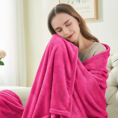 Image of BEDELITE Fleece Blanket Hot Pink Valentines Throw Blanket for Couch & Bed, Luxury Plush Cozy Fuzzy Blanket 50 inch x 70 inch, Super Soft Warm Lightweight Fall Throw Blanket for Travel Camping