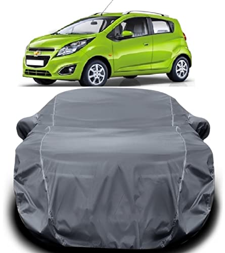 Image of Waterproof Car Cover for Chevrolet Beat - Triple Stitched, Fully Elastic, Dust Proof with Ultra Surface Body Protection (Grey Look)