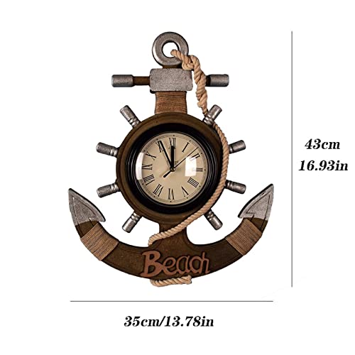 Décoration murale ancre de bateau et horloge de salon