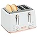 HOMCOM 4 Slice Toaster with 7 Browning Levels, High Lift, Reheat/Defrost/Cancel, Self-centring Function, Removable Crumb Tray, Auto Off, 1600W, White Honeycomb Texture