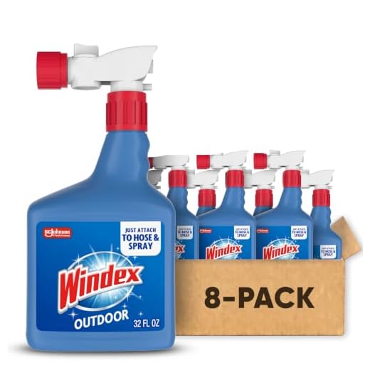 Windex Outdoor Window, Glass, & Patio Cleaner with Hose Attachment, 32 fl oz Pack of 8