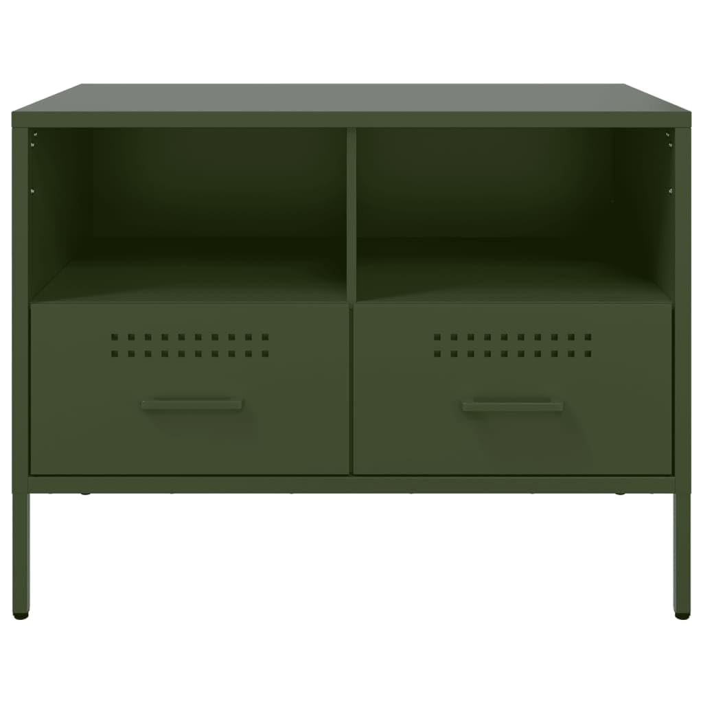 Szafki pod telewizor 2 szt. oliwkowa zieleń konsola do telewizora do sypialni gabinetu 68 x 39 x 50,5 cm stal