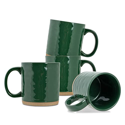 Elanzedesignshighglossrawclaybottom15ounceceramicstonewarecoffeemugssetof4green  Urban Country Home Decor Elanze designs high gloss raw clay bottom 15 ounce ceramic stoneware coffee mugs set of 4 green  urban country home decor