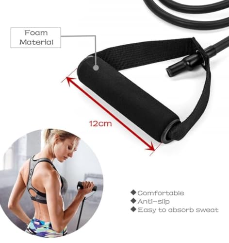 Image of Toning Tube Resistance Band with Handles | Heavy Duty Exercise Tube for Home Workout, Chest Expander, Biceps, Shoulder, Physiotherapy & Strength Training (Grey, Medium Resistance)