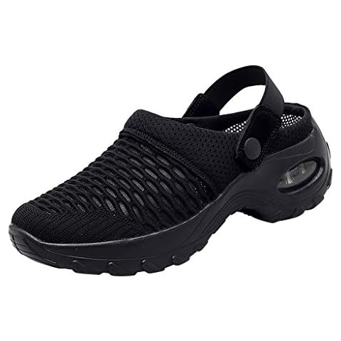 CUTUDE Womens Walking Shoes Slip On Lightweight Breathable Ladies Comfy Casual Slipper Mesh Tennis Sandals Outdoor Gym Running Sneakers (Black, 7 UK) Cover