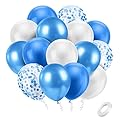 Ainiv 15Pezzi Palloncini Blu Bianco Blu Misto Bianco, 12 Pollici Confetti Lattice Palloncini per Compleanno Matrimonio Anniversario Bambini Baby Shower Feste Decorazioni