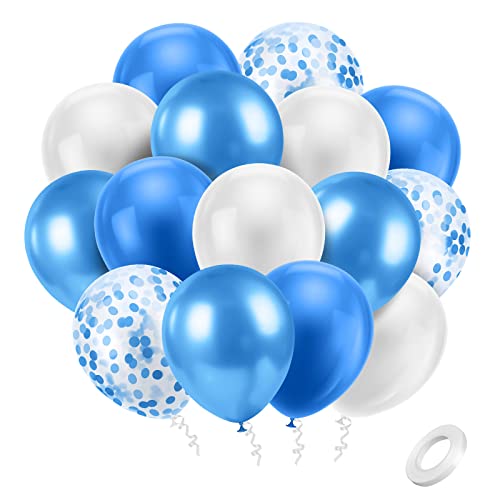 Ainiv 15Pezzi Palloncini Blu Bianco Blu Misto Bianco, 12 Pollici Confetti Lattice Palloncini per Compleanno Matrimonio Anniversario Bambini Baby Shower Feste Decorazioni