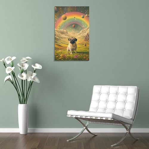 Tableau Impression Sur Toile Pug Décoration Murale 50x75cm - 5