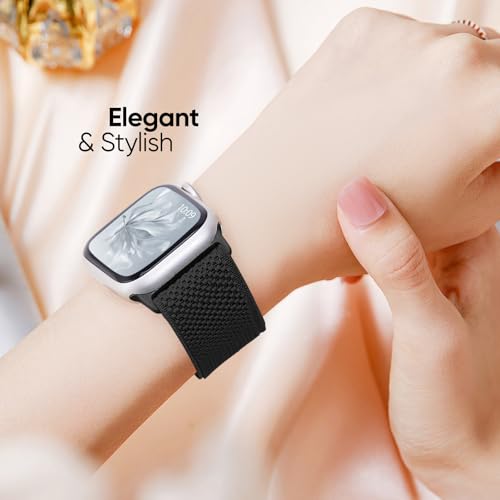Image of 4 Pack Stretchy Solo Loop Compatible with Apple Watch Bands 38mm 40mm 41mm 42mm 44mm 45mm 46mm 49mm Women Men, Sport Nylon Elastic Straps Wristbands for iWatch Series 11 10 9 8 7 6 5 4 11 Ultra /SE 3 2