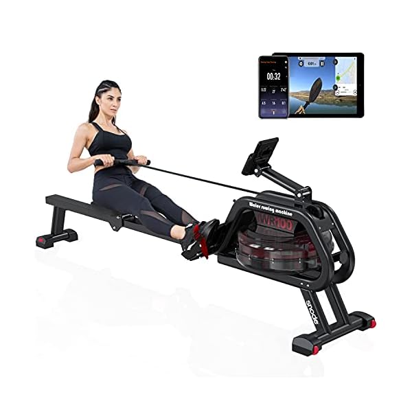 SNODE-Water-Rowing-Machine-with-Bluetooth-Rowing-Machine-for-Home-Use-with-Free-APP-Water-Resistance-Indoor-Rower-Cardio-Training-Soft-Seat-Smooth-Quiet-Home-Fitness-Workout SNODE Water Rowing Machine with 7.4Gal Large Water Tank, Quality Rower Machine with Heavy Duty Frame, 331 Lb Weight Capacity, Bluetooth Available
