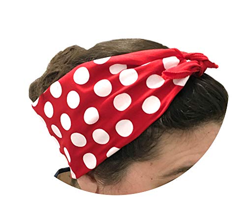 Rosie the Riveter head band bandana, Made in USA, Rosie costume, red and white polka dot (Reg 22x22" Bandana)2