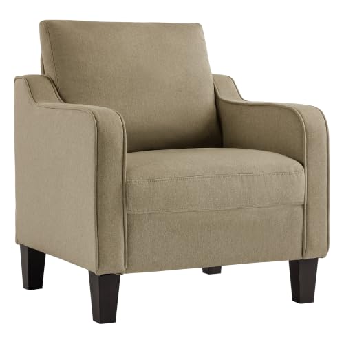Image of Mid-Century Modern Accent Chair, Living Room Chair, Comfy Reading Armchair, Upholstered Small Sofa Chair for Bedroom, Office, Brown