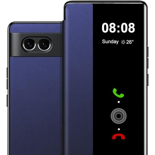 Étui pour Google Pixel 8 à rabat S View bleu, idéal pour le bureau et les déplacements