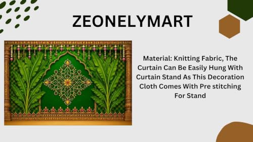 Image of varalakshmi Pooja Backdrop Decoration | Pooja backdrops Decoration | Traditional Indian Festival Background Featuring Two Banana Trees 8x8 Feet | Pooja Backdrop Cloth