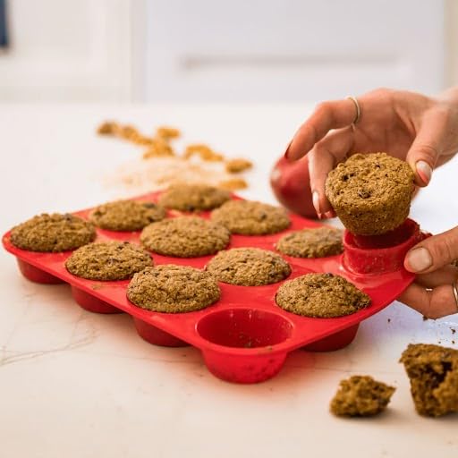 HAZEL 12-Cavity Silicone Muffin Mould | Non-Stick Cupcake & Mini Cake Baking Tray | Oven, Microwave, Freezer & Dishwasher Safe Pan-image-31