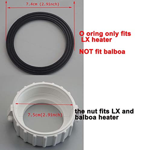 UCEDER 1pcs Spa Hot Tub Heater Split Nut Unions with Screw and 1 pcs Heater Gasket/O-Rings(Actual Size 3 Inch,Suitable… - Image 3