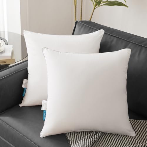 Image of Oubonun 20 inchx20 inch Pillow Inserts (Set of 4) - 100% Cotton Cover, Square Throw Pillow Inserts for Couch, Sofa, Bed - Decorative 20 Inch White Pillow Inserts