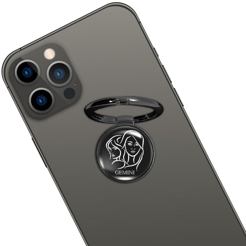 swap-n-snapswap-n-snap Black 360 Holo-Ring Mobile Phone Grip Holder with Hologram Zodiac Logo - Gemini Design