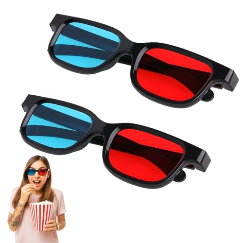 BOBITALK 2 Stück 3D Brillen, Rot-Blau 3D-Anaglyphenbrille Für Fernseher, PC-Spiele Und Filme. Ideal Für Heimkinos, Lichtshows Und Parties, Bietet Immersive 3D-Erfahrung In Rot/Blau