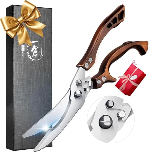 Poultry Shears, Heavy Duty Kitchen Shears with Serrated Edge, No Rust Spring Loaded, Multipurpose