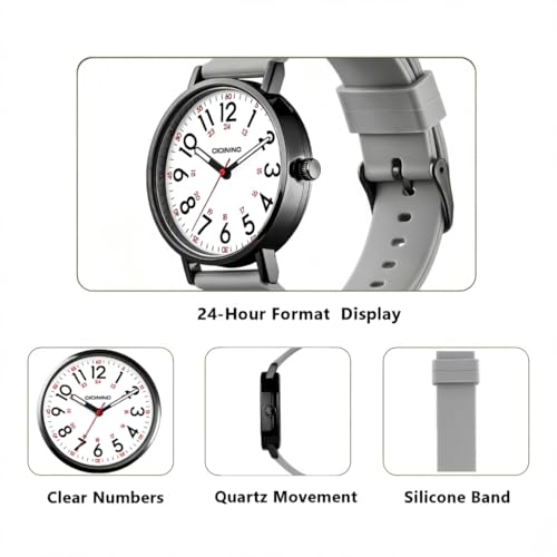 Image of cicininc Watch with Second Hand for Nursing Women | Analog | Military Time | Silicone Band | Easy Read Dial | 12 /24H | for Nurses, nursing students, medical professionals