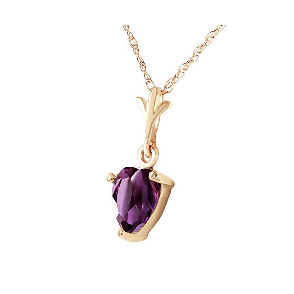 14k Yellow Gold Jewelry Set - Necklace and Earrings w/Natural Heart-shaped Purple Amethysts - Image 5