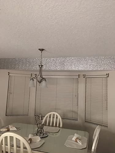 Dhhouse Silver Glitter Wallpaper Border , Peel And Stick Sparkle Glitter Wall Border For Wall ,Ceiling (5.1" X 196", Sliver) #TOP5