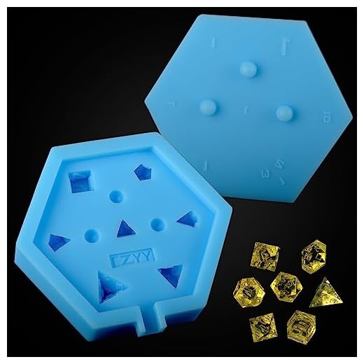 DND Dice Mold Silicone 7 Standard Polyhedral Sharp Edge Dice Slab Mould for D&D, Tabletop RPG