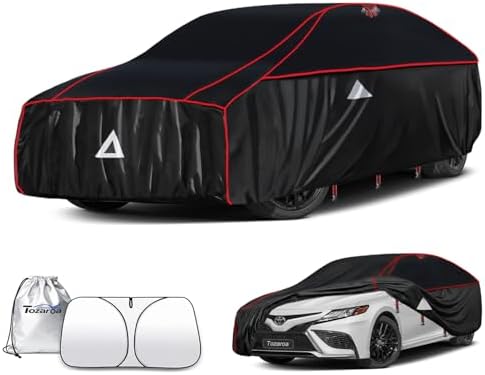 Tozaroa Hail Protector Car Cover for Sedan(Length:186"-203"),Waterproof All-Weather Outdoor Anti Hail Thick Multi-Layered EVA with Sun Visor&Storage Bag for Camry, Model 3, Accord, K5 etc
