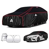 Tozaroa Hail Protector Car Cover for Sedan(Length:186'-203'),Waterproof All-Weather Outdoor Anti Hail Thick Multi-Layered EVA with Sun Visor&Storage Bag for Camry, Model 3, Accord, K5 etc
