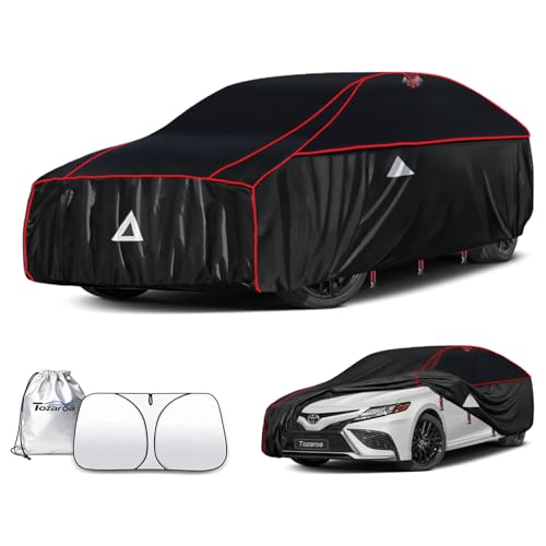 Tozaroa Hail Protector Car Cover for Sedan(Length:186-203) Waterproof All-Weather Outdoor Anti Hail Thick Multi-Layered EVA with Sun Visor&Storage Bag for Camry Model 3 Accord K5 etc