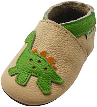 SAYOYO Baby Dinosaurs Soft Sole Beige Leather Infant and Toddler Shoes 0-6Months