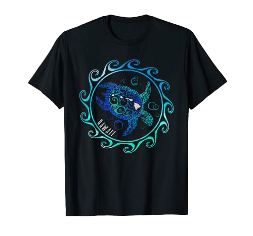 Hawaii Honu Sea Turtle & Sun Ring Camiseta tribal Camiseta