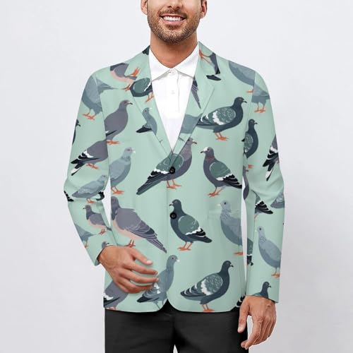 Cute Pigeon Birds Men's Casual Blazers Slim Fit Sport Coats Blazer Two Buttons Suit Jacket for Work Party2