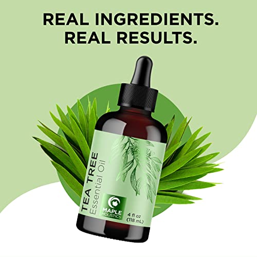 Image of Pure Tea Tree Oil for Hair Skin and Nails - 100% Pure Undiluted Tea Tree Essential Oil with Dropper for Topical Uses Aromatherapy Diffusing and Home and Beauty DIYs - Vegan and Cruelty Free (4 Fl Oz)