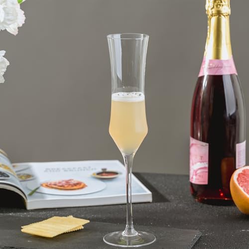 Baclife Crystal Champagne Flutes Set Of 6-7 Oz Hand Blown Champagne Glasses With Long Stem thumb #2