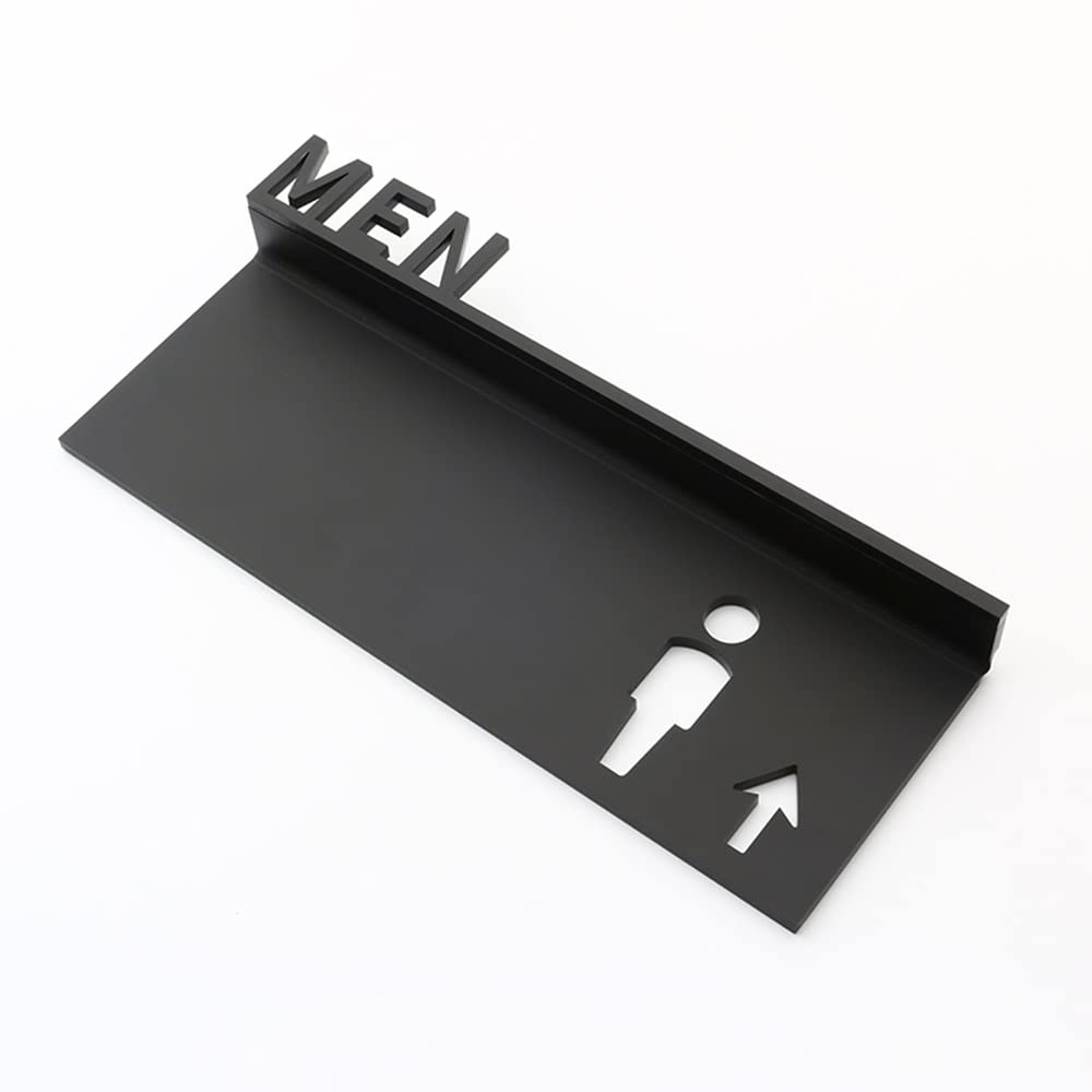 Panneaux De Signalisation des Toilettes, Cartes D'Identification Homme Et Femme, Panneaux D'Orientation pour Les Toilettes (WC),Men on The Arrow-25x12cm