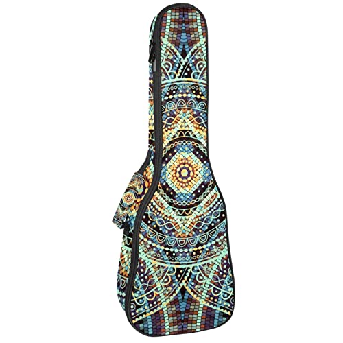 Sac ukulélé ténor et soprano étanche housse rembourrée avec motif floral mandala vintage