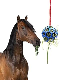 fdsfa Horse Feeder Equine Or Pony Hay Ball Small Mesh Holes Slow Feed Toy Treat Stables Hangings Feeding For Goat Sheep Relieve Stress, Blue