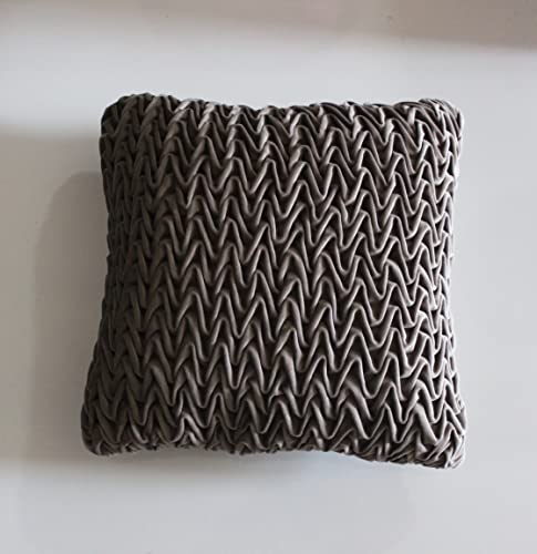 Image of Monstera Hut Corded Wavy Suede Dark Taupe Cushion Cover Pack of 2, (Cushion Cover 16x16inch) (40.6 x 40.6 cm)
