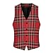 Red Black Buffalo Scottish Tartan Plaid Checkered Funny Men's Formal Suit Vest Casual Business Dress Waistcoat Printed Vest Slim Fit XL