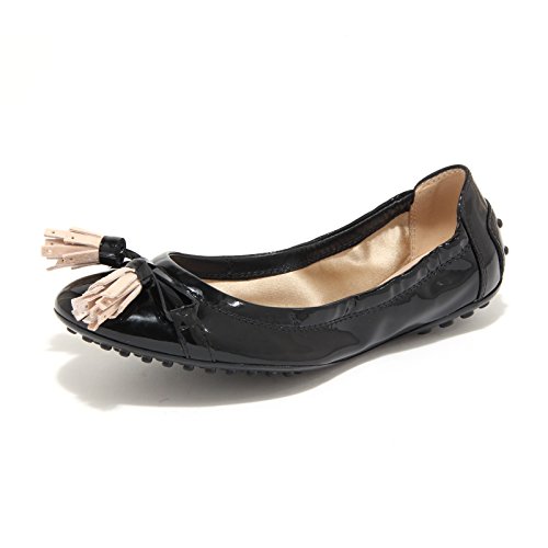 Ballerinas negras de mujer Tod's 7922L zapatos planos de piel con lazo