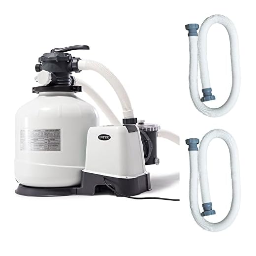 Intex 3000 GPH Sand Filter Pump with Automatic Timer for Above Ground Swimming Pools with 1.5 Inch Replacement Pump Hoses, (2 Pack)