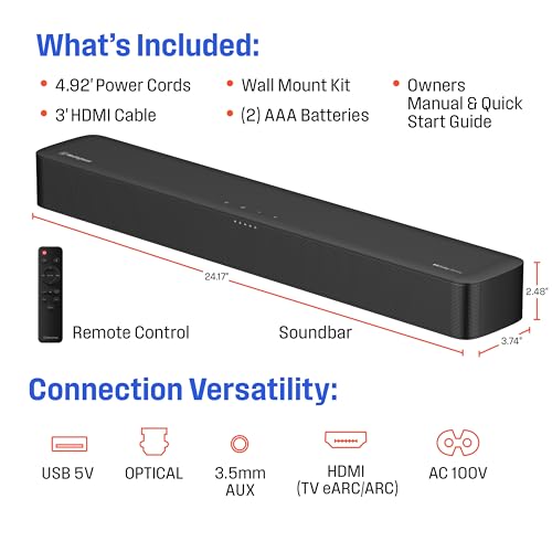 Westinghouse Sound Bar for Smart TV, 2.0 Compact Soundbar with Dolby Atmos and Digital Plus, 120W Surround Sound System for TV, Home Theater Audio, eArc, HDMI, Bluetooth, Roku TV Ready - Image 8