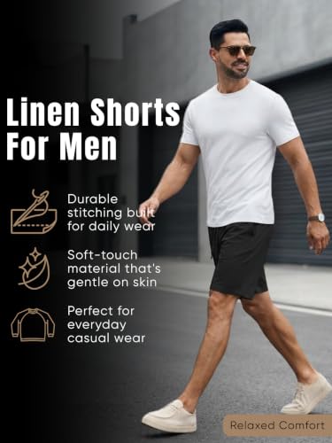 Image of GRECIILOOKS Linen Short For Men| Linen Shorts For Men Stylish |Men's Casual Summer Shorts - Lightweight Drawstring Lounge Short with Pockets, Breathable Relaxed Fit Athletic Sweat Short's